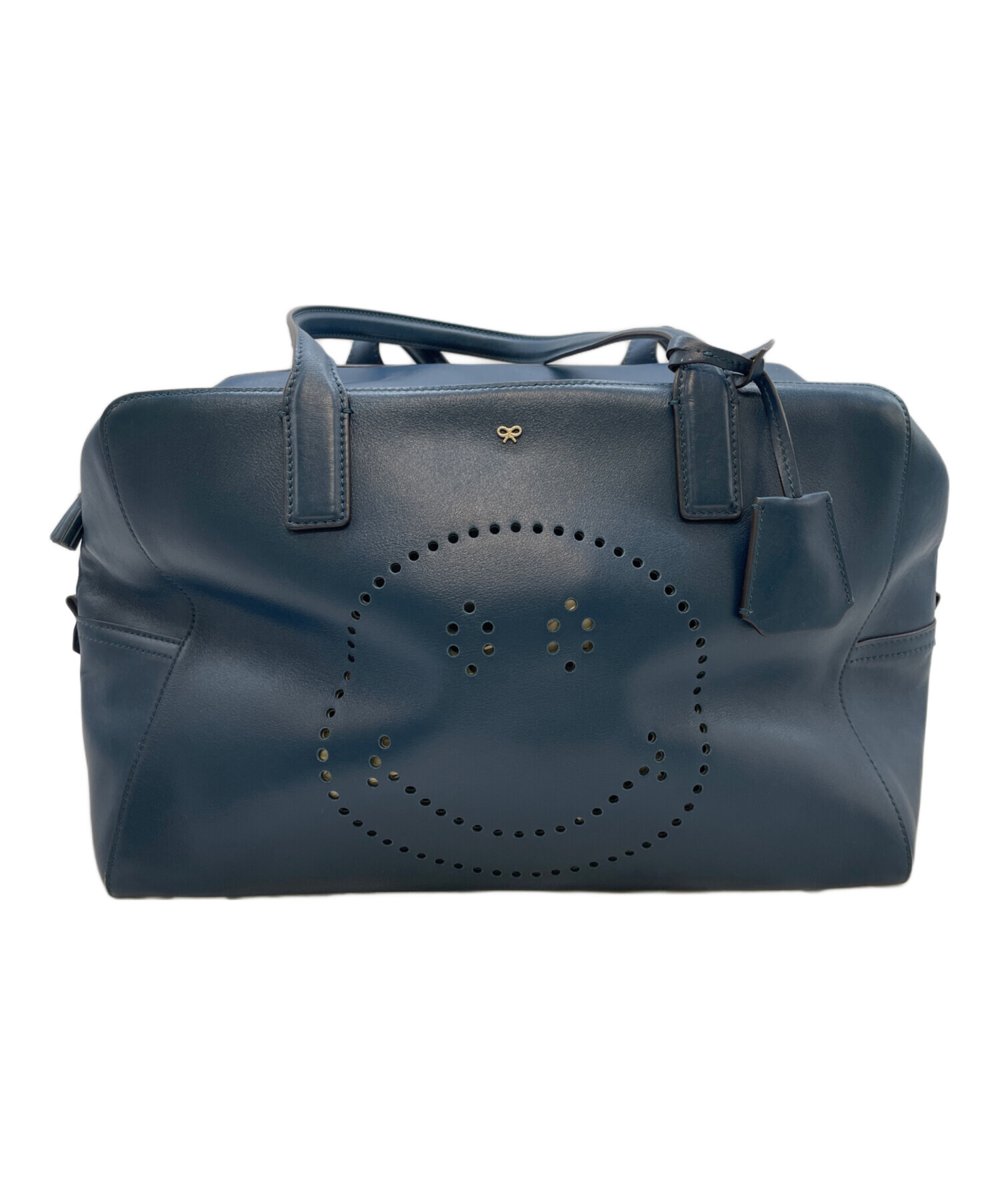 【汚れあり】アニヤハインドマーチ スマイル レザー トートバッグ ネイビー 中古・古着通販】ANYA HINDMARCH (アニヤ・ハインドマーチ) スマイル