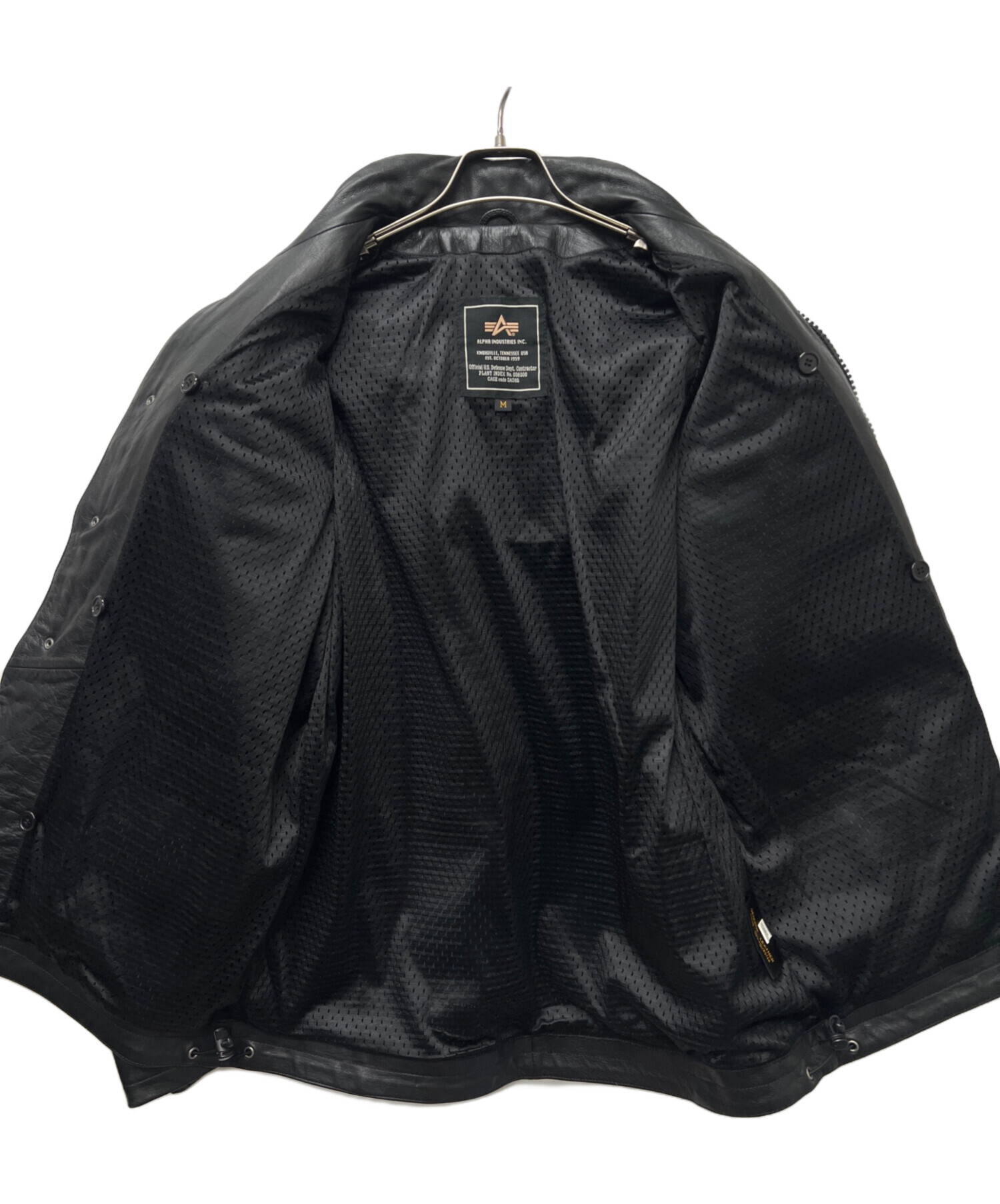 アルファ レザージャケット 中古・古着通販】ALPHA (アルファ) レザージャケット ブラック サイズ
