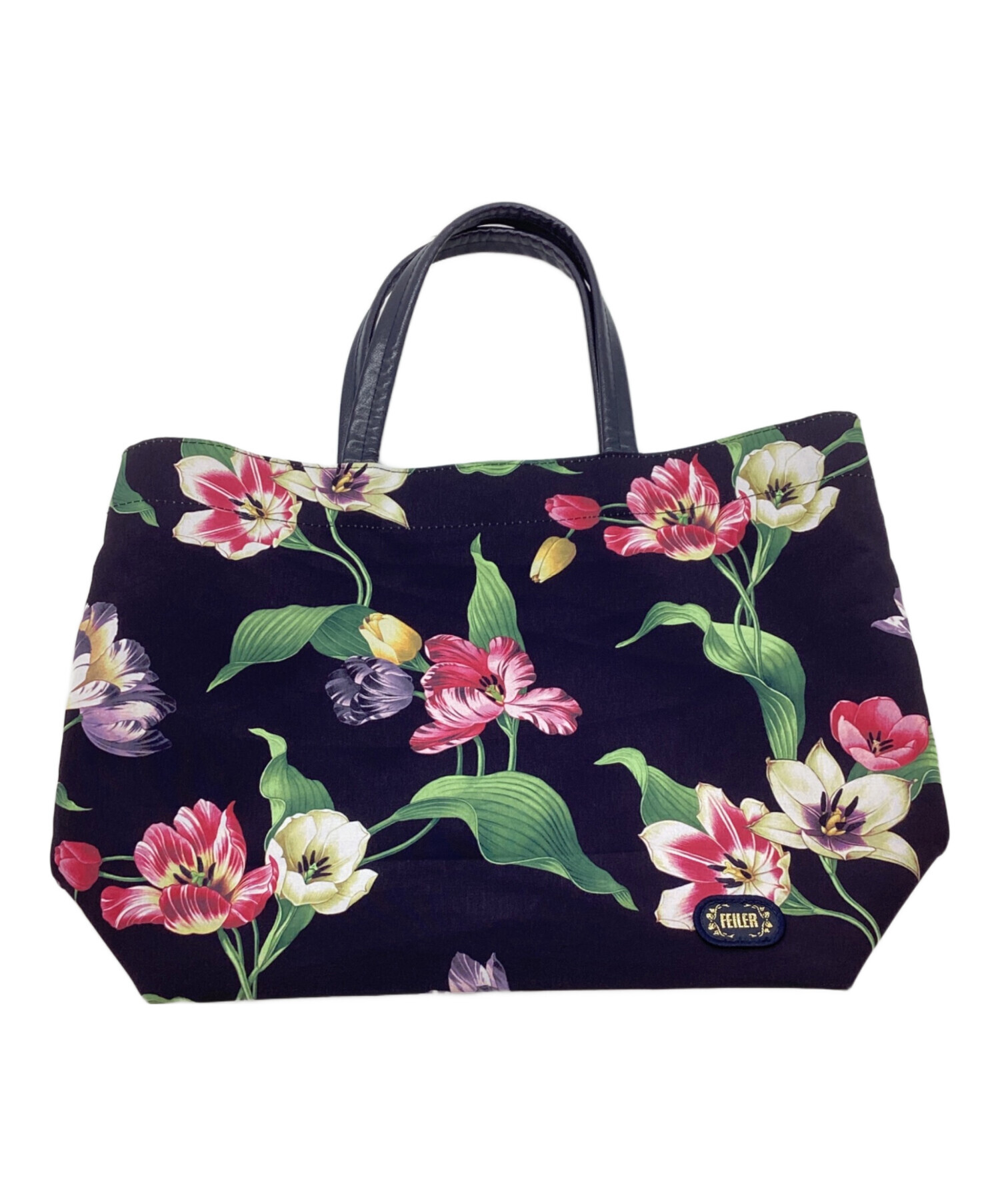 FEILER 刺繍トートバッグ ネイビー VERY掲載 FEILER 学校フェイラー×VERY コラボ ハイジ スクエアバッグ