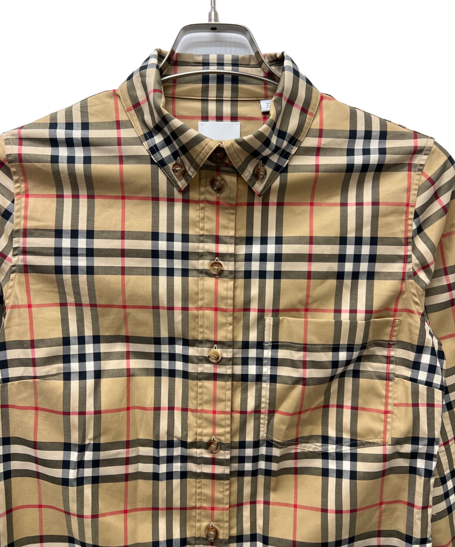 BURBERRY 長袖シャツ ベージュ 黒 BURBERRY（バーバリー） 長袖レギュラーカラーシャツ SOMERTON