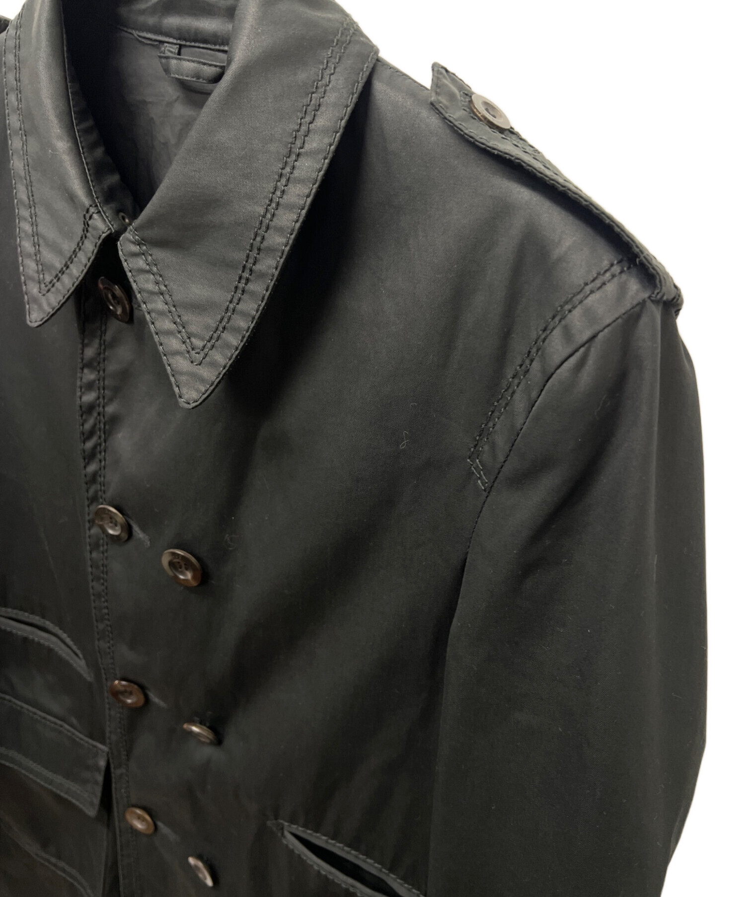 中古・古着通販】GUCCI (グッチ) ステンカラーコート ブラック サイズ