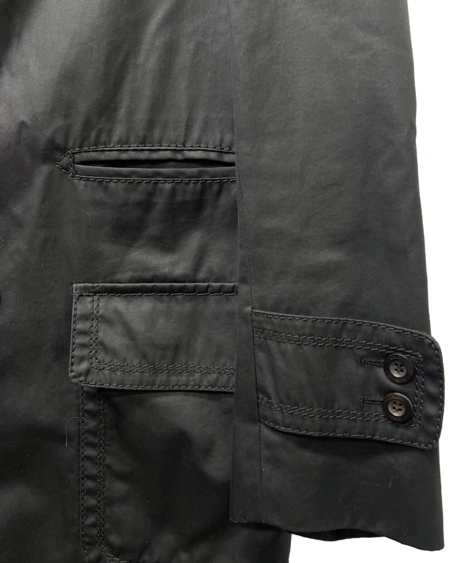 中古・古着通販】GUCCI (グッチ) ステンカラーコート ブラック サイズ