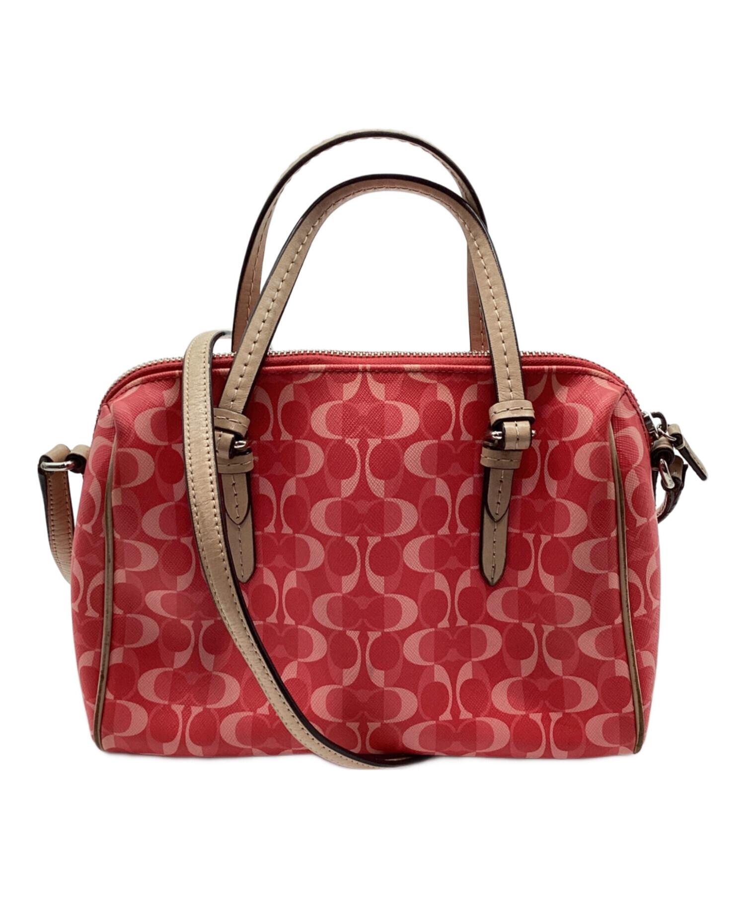 COACH ミニボストン サッチェル 赤 中古・古着通販】COACH (コーチ) ミニボストンバッグ ピンク｜ブランド
