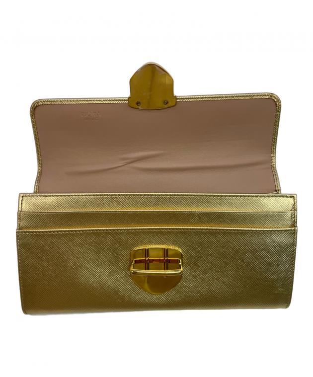 中古PRADA プラダ長財布　ゴールドメタリック 中古・古着通販】PRADA (プラダ) 長財布 ゴールド｜ブランド・古着通販