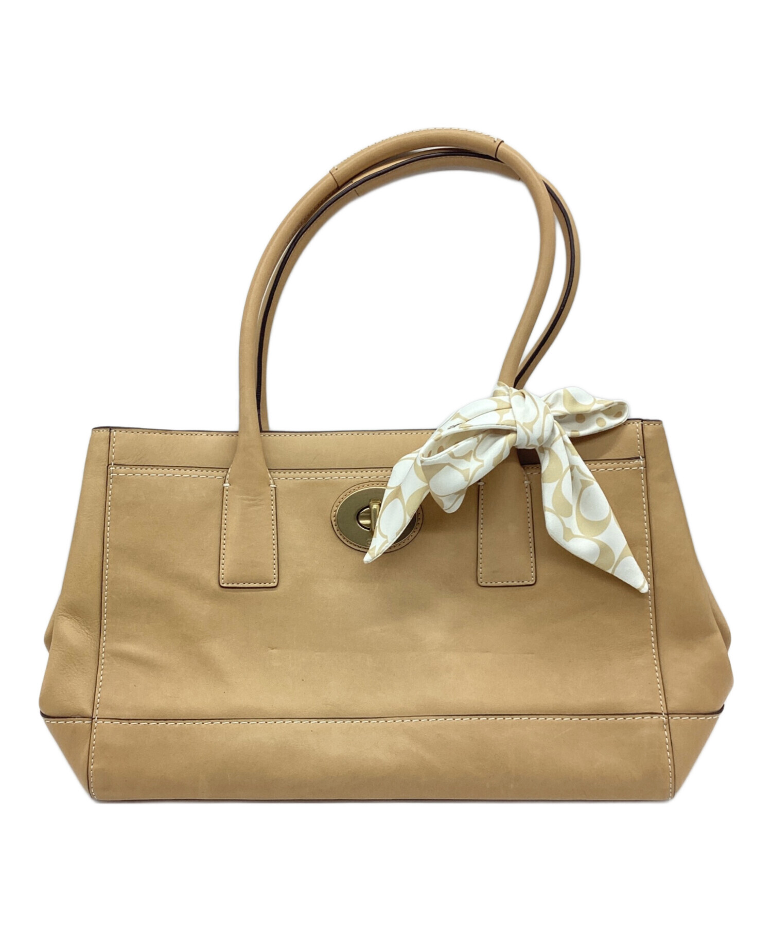 中古・古着通販】COACH (コーチ) ターンロックトートバッグ ベージュ