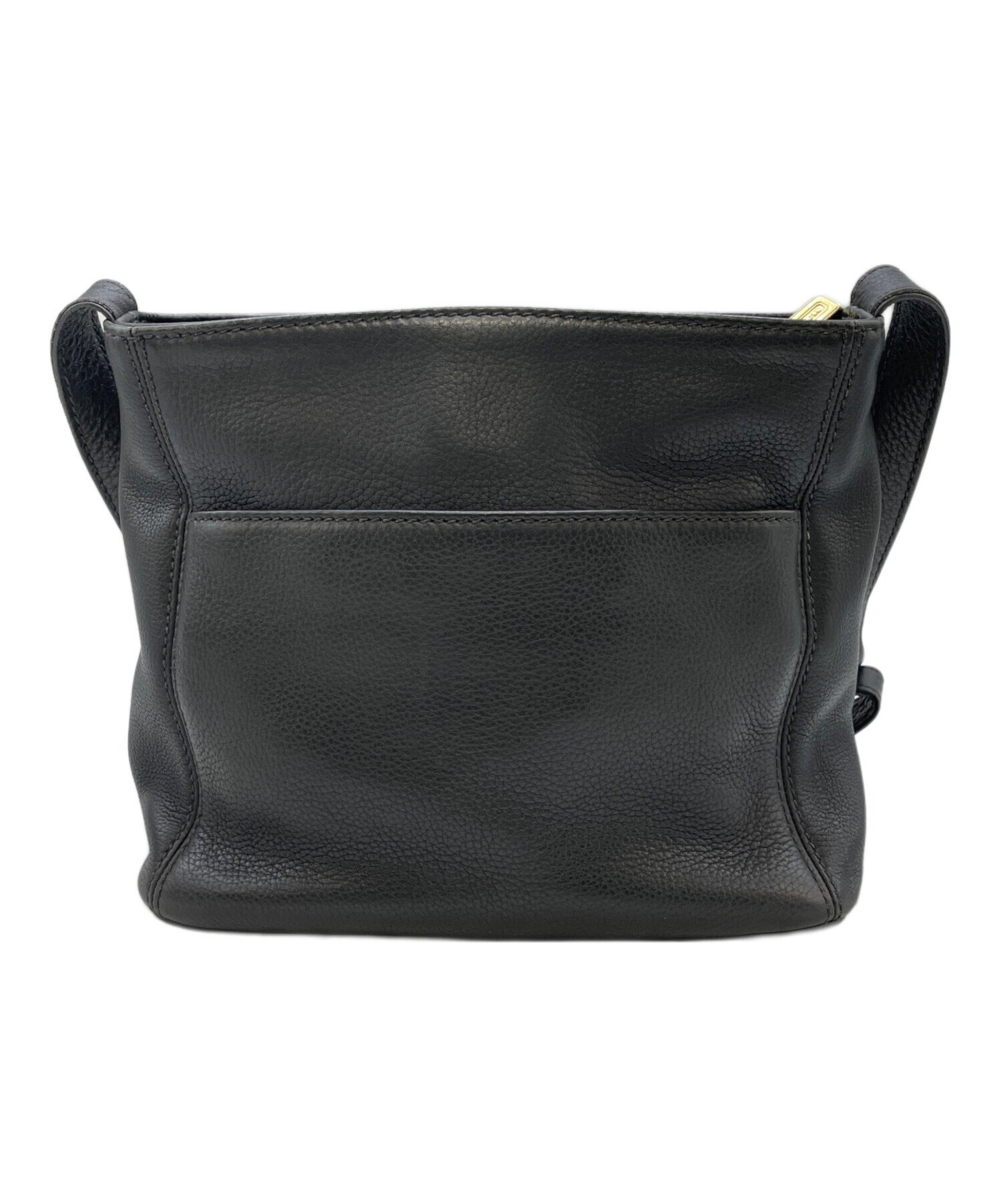 中古・古着通販】COACH (コーチ) レザーショルダーバッグ ネイビー