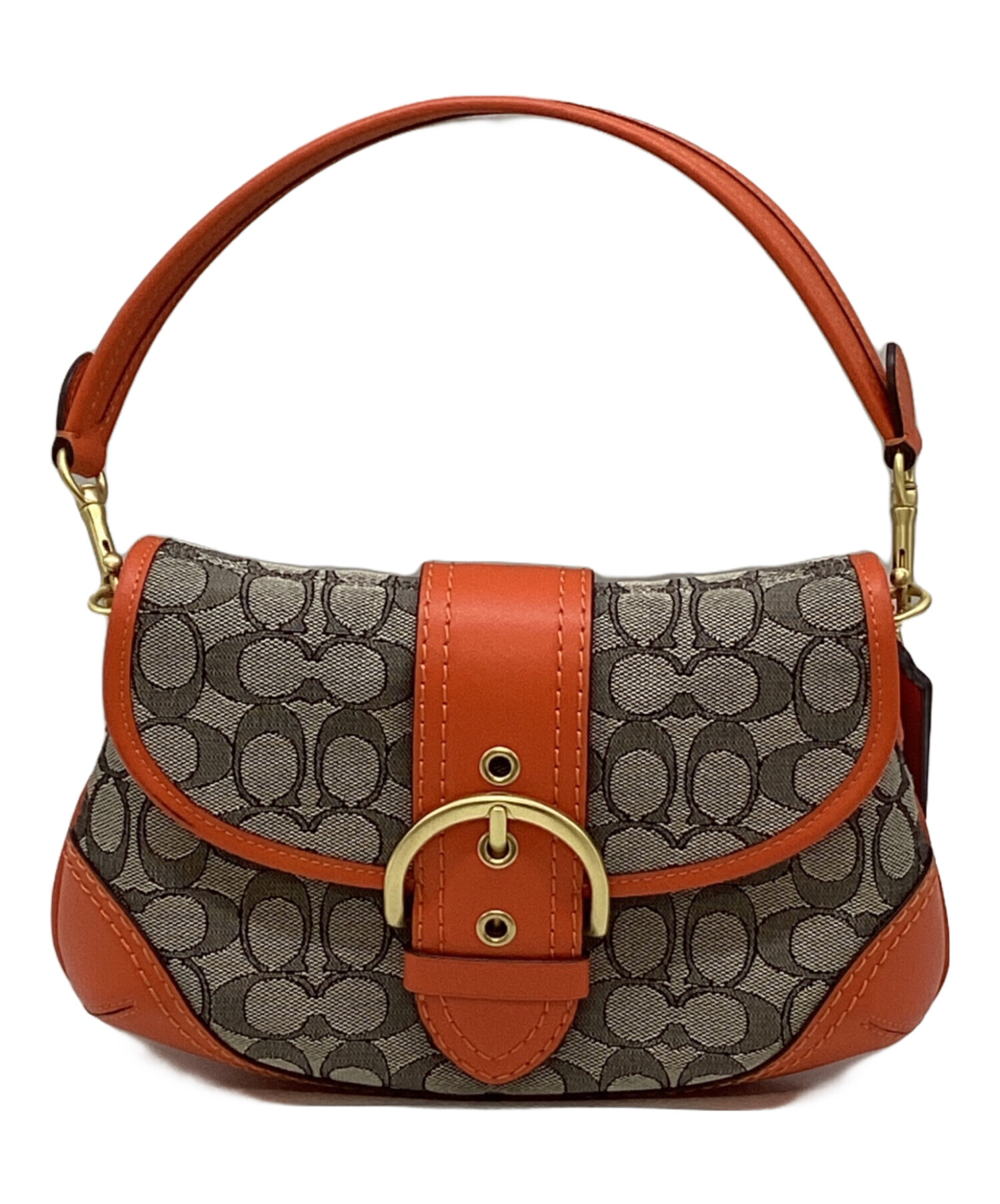 中古・古着通販】COACH (コーチ) ソーホーバッグ ベージュ×オレンジ