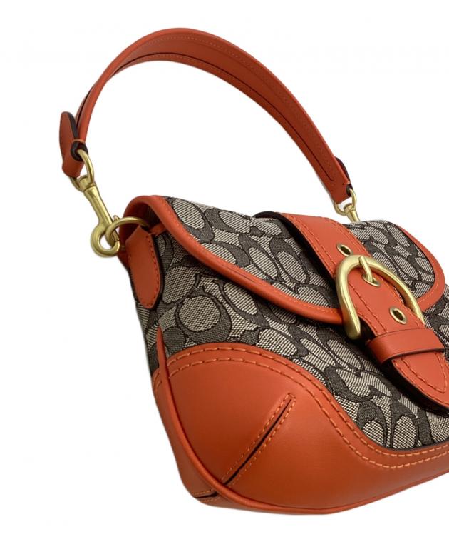 COACH シグネチャー ソーホー ショルダーバッグ オレンジ コーチ ベルト 中古・古着通販】COACH (コーチ) ソーホーバッグ ベージュ×オレンジ
