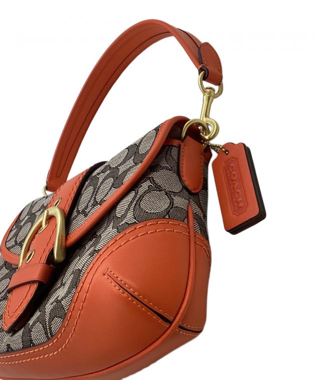 COACH ソーホー オレンジ カゴバッグ レザー ゴールド金具 ワンショルダー 中古・古着通販】COACH (コーチ) ソーホーバッグ ベージュ×オレンジ