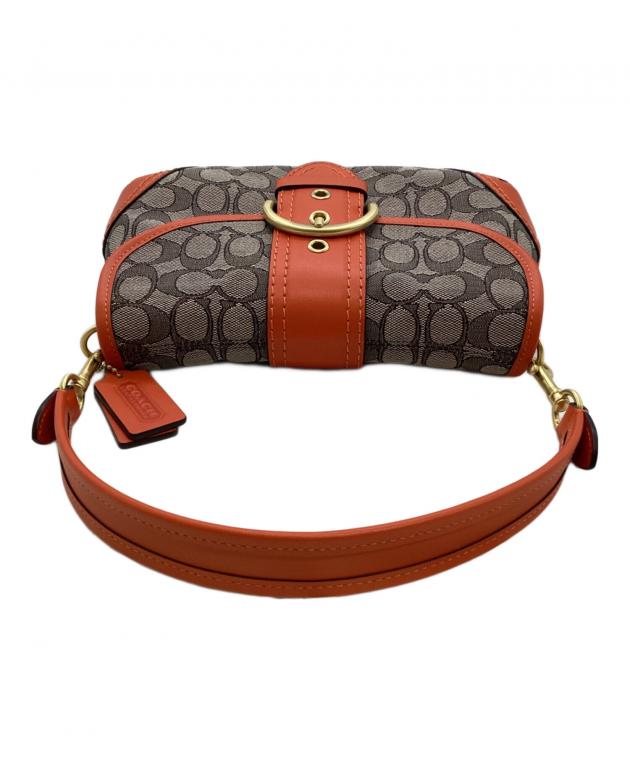 COACH シグネチャー ソーホー ショルダーバッグ オレンジ コーチ ベルト 中古・古着通販】COACH (コーチ) ソーホーバッグ ベージュ×オレンジ
