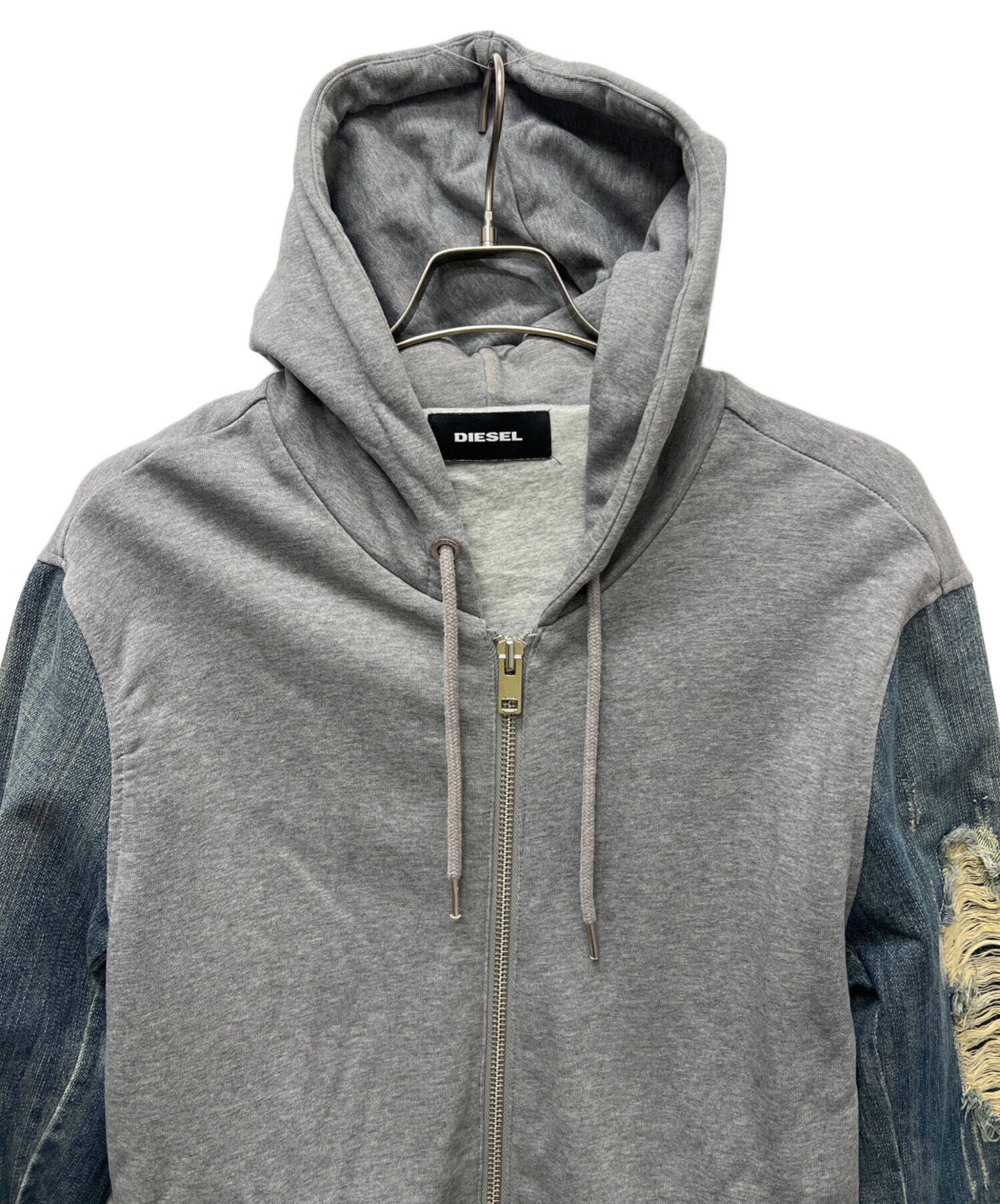 中古・古着通販】DIESEL (ディーゼル) デニム切替ジップパーカー 