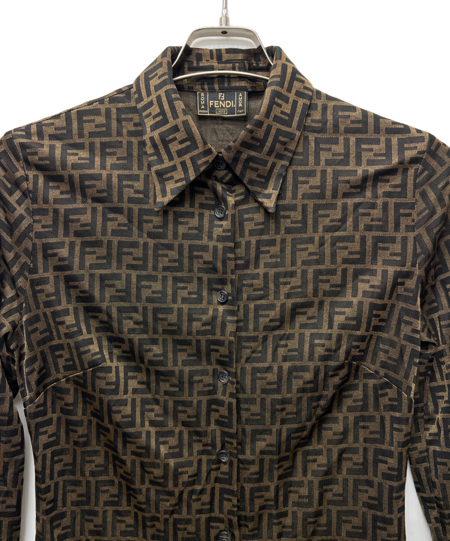 中古・古着通販】FENDI (フェンディ) ズッカ柄シャツ ブラウン