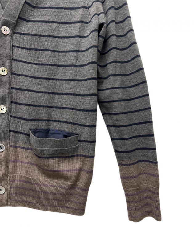 中古・古着通販】sacai (サカイ) ニットカーディガン グレー×ブラウン 