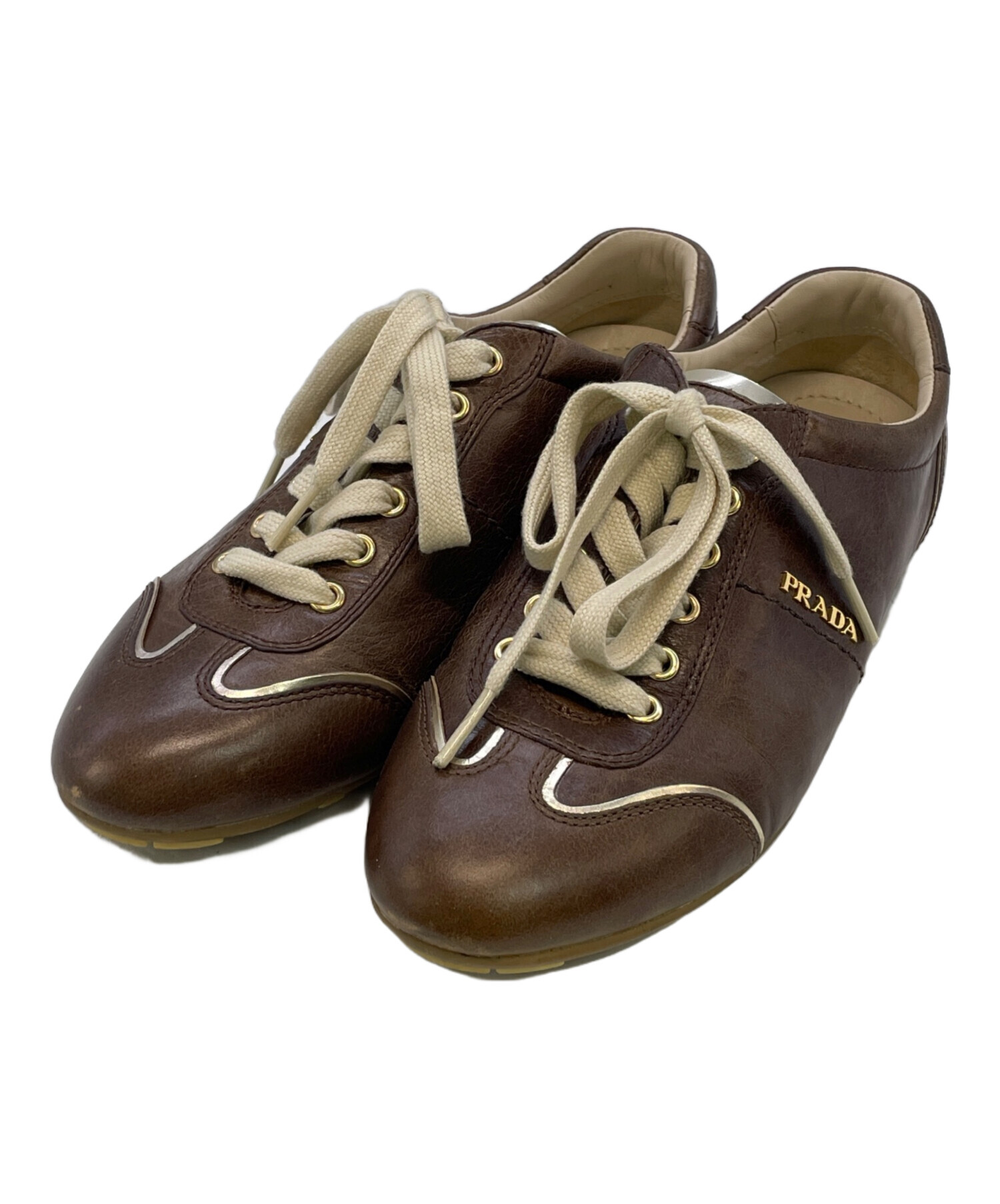 中古・古着通販】PRADA (プラダ) レザーシューズ ブラウン サイズ:SIZE