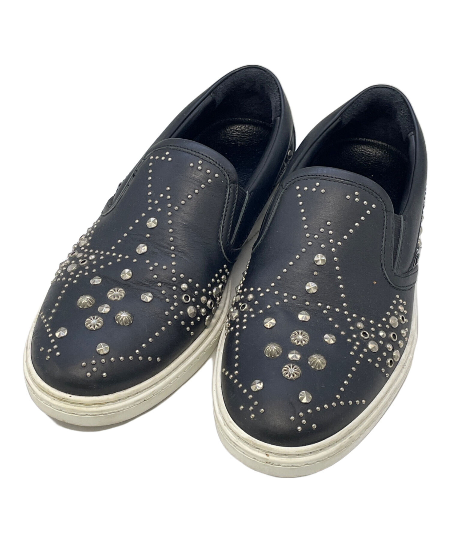 【トラジ】JimmyChoo☆ジミーチュウ　ブラック スリッポン パール 中古・古着通販】JIMMY CHOO (ジミーチュウ) レザースリッポン