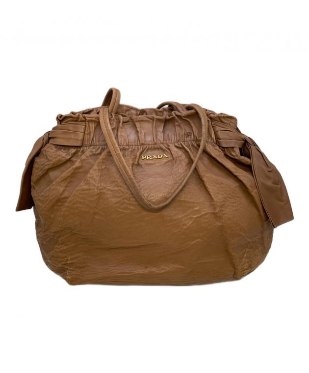 【PRADA】サイドリボン 2way バッグ 中古・古着通販】PRADA (プラダ) サイドリボン2WAYバッグ ブラウン