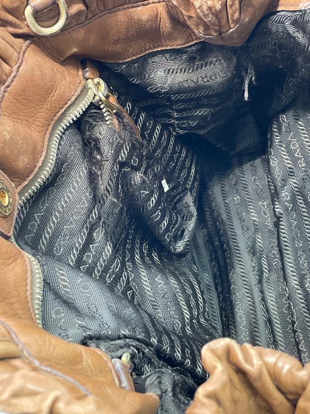 【PRADA】サイドリボン 2way バッグ 中古・古着通販】PRADA (プラダ) サイドリボン2WAYバッグ ブラウン