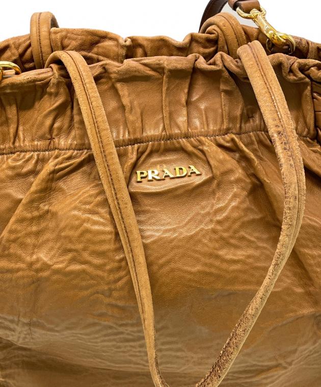中古・古着通販】PRADA (プラダ) サイドリボン2WAYバッグ ブラウン