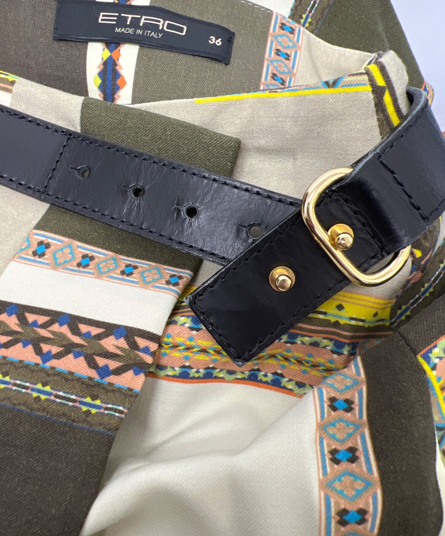中古・古着通販】ETRO (エトロ) ミディスカート ベージュ×カーキ 中古・古着通販】ETRO (エトロ) ミディスカート ベージュ×カーキ