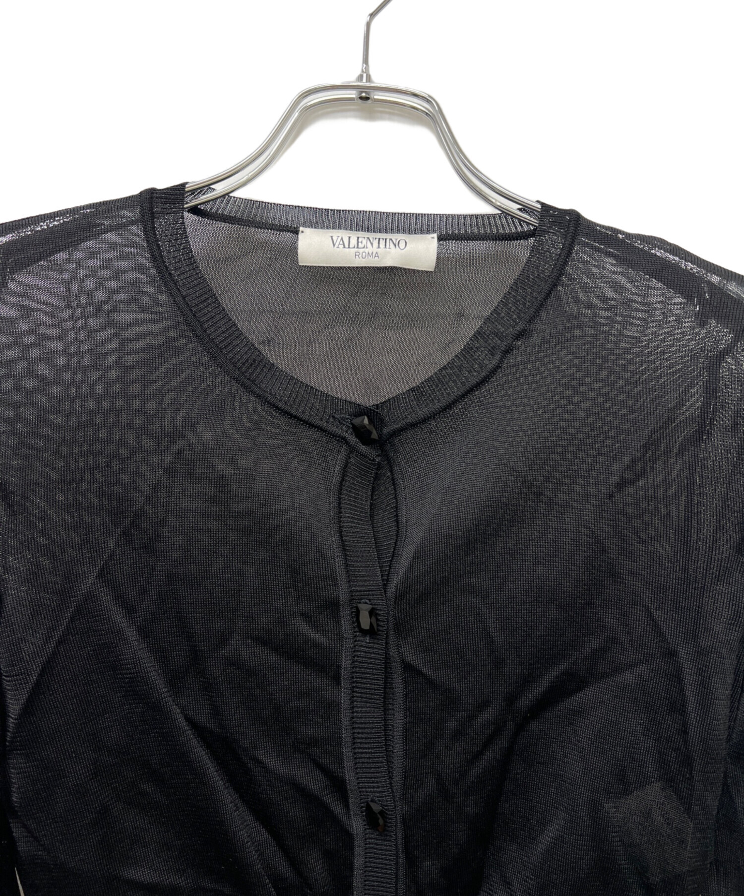 VALENTINO ROMA ヴァレンティノローマ カーディガン XS 黒 【古着】【中古】【送料無料】 中古・古着通販】VALENTINO ROMA (ヴァレンティノ ローマ) シアー