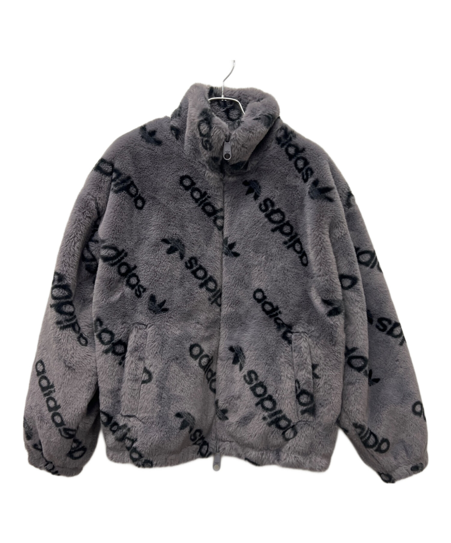 モード レトロ AMG 古着 ファー トーナル総柄プリント (アディダス) 中古・古着通販】adidas ジャケット カーディガ リアルファー×ニット ジャケット・アウター
