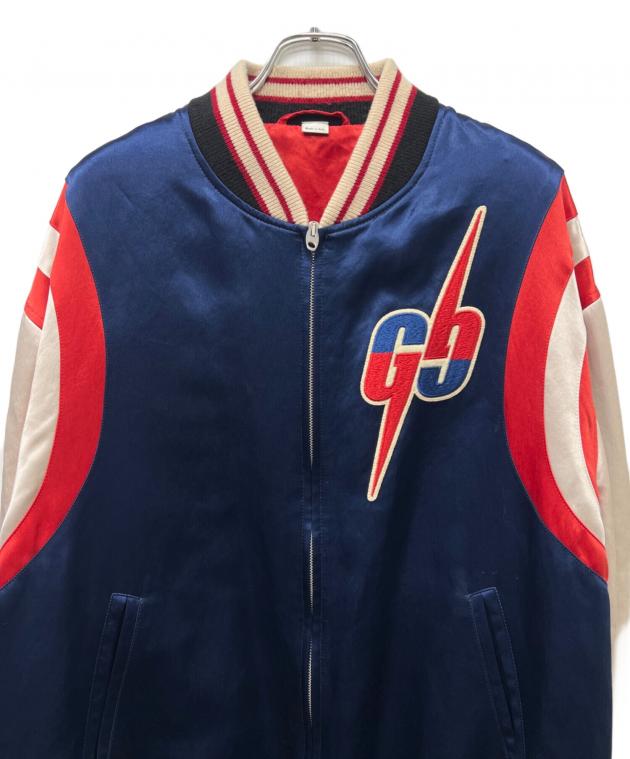 お値下げ‼️GUCCI GGロゴ ジップアップジャケット ネイビー/レッド 中古・古着通販】GUCCI (グッチ) ジャケット ネイビー×レッド サイズ