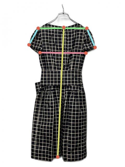中古・古着通販】PRADA (プラダ) 半袖ワンピース ブラック×ホワイト