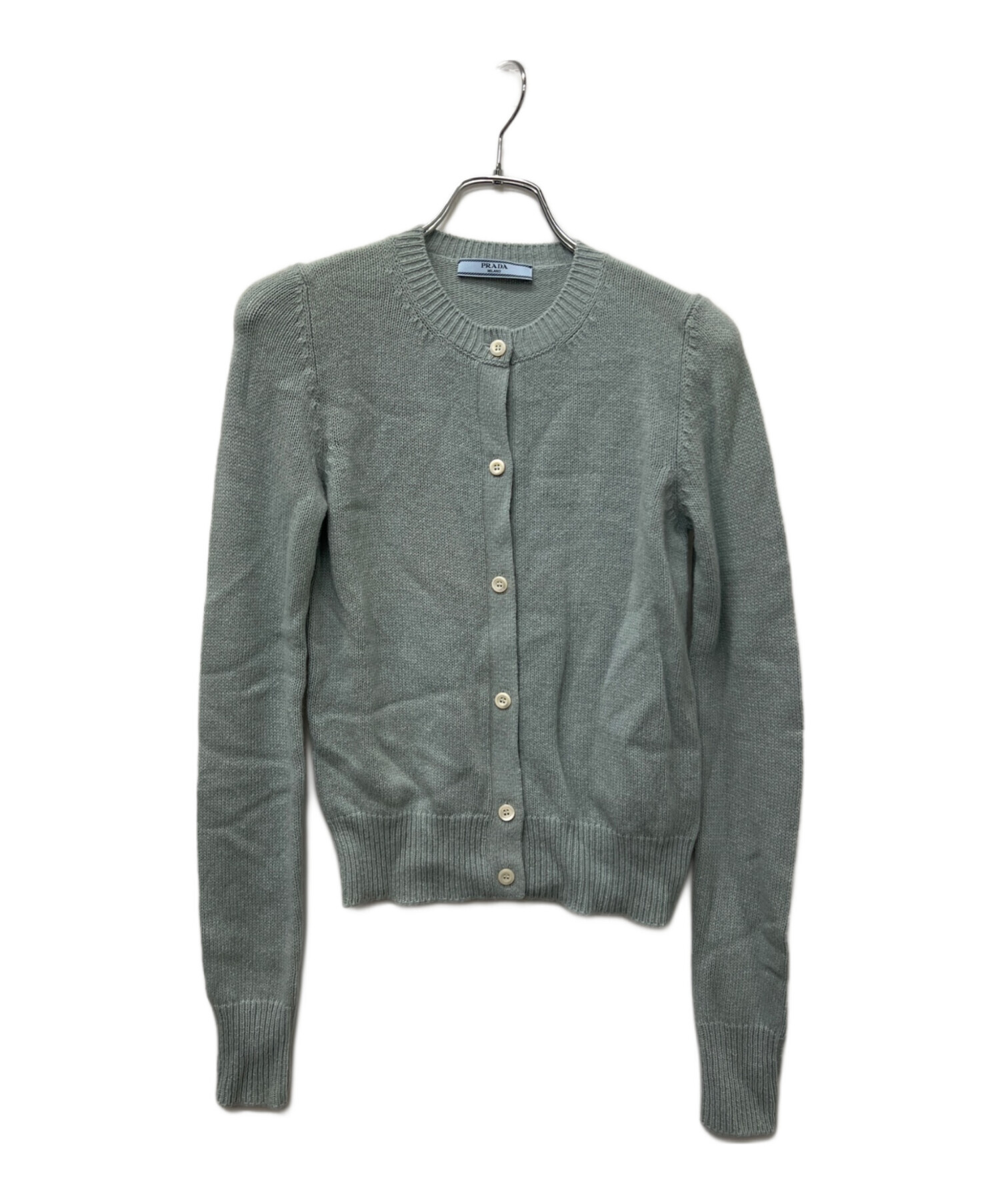PRADA プラダ カーディガン 46(XL位) グレー 【古着】【中古】 中古・古着通販】PRADA (プラダ) ウールハイゲージVネックニット