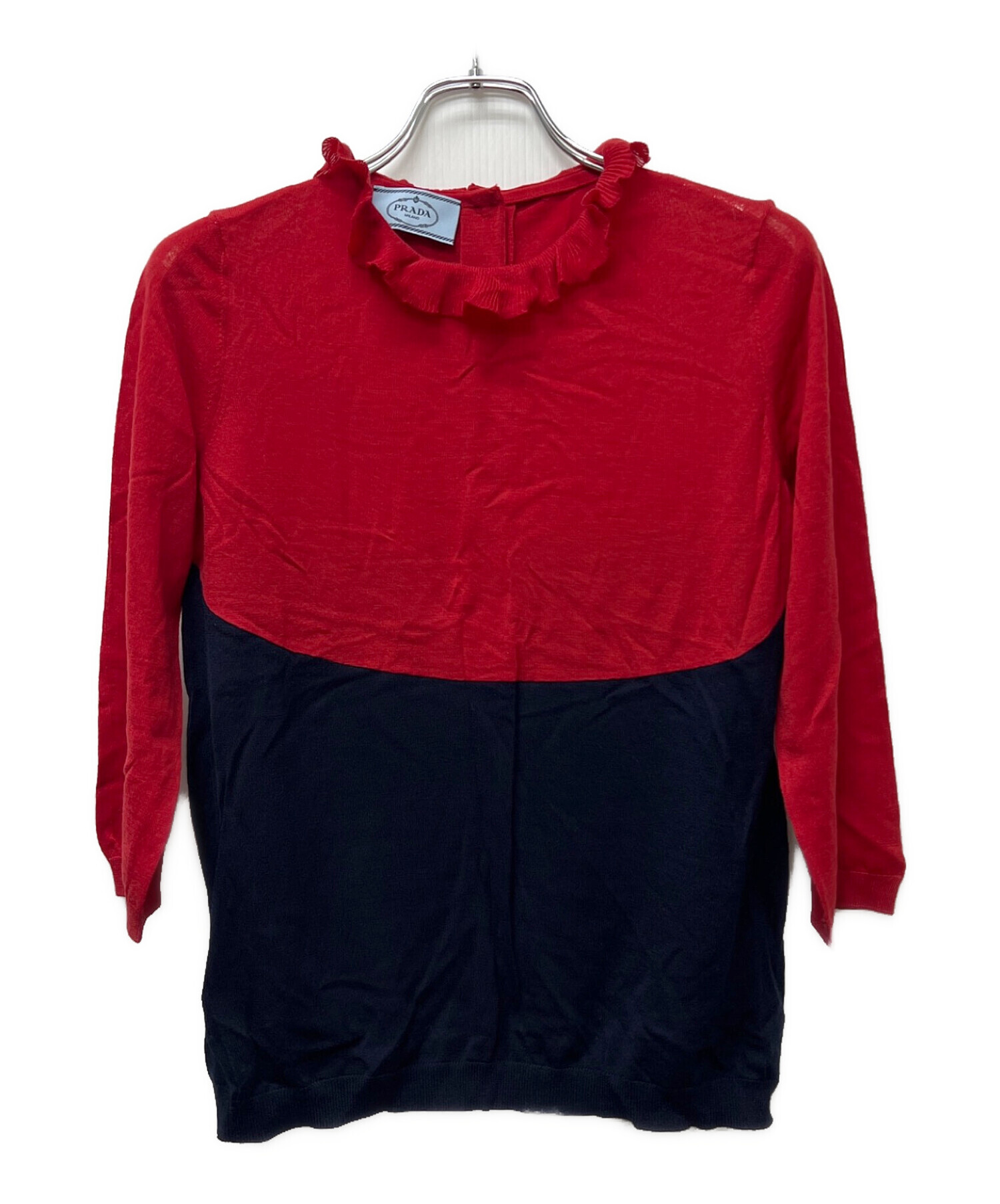 PRADA プラダ カジュアルシャツ XS 赤 【古着】【中古】【送料無料】 中古・古着通販】PRADA (プラダ) オープンカラーシャツ ブラック
