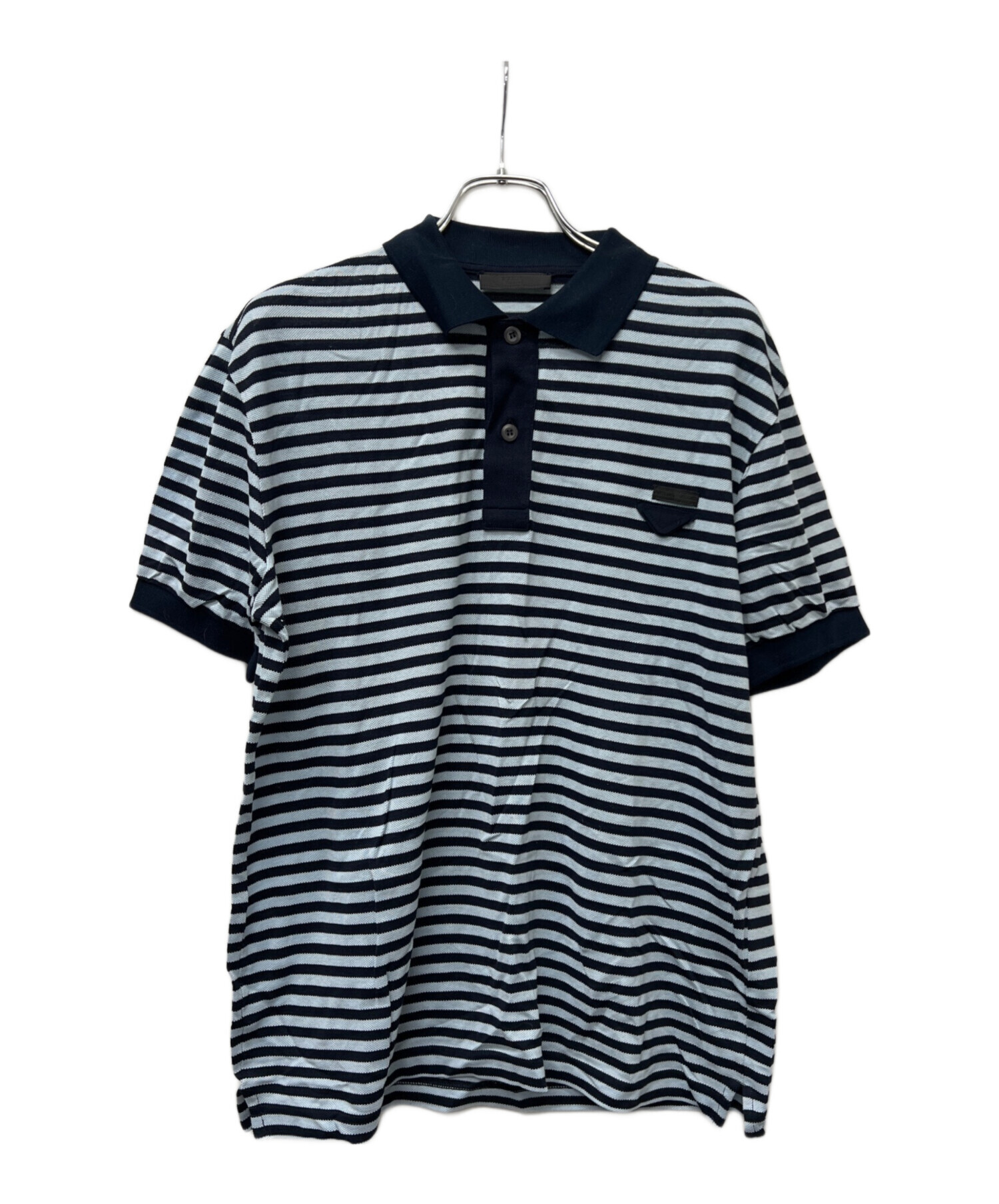 中古・古着通販】PRADA (プラダ) 半袖ポロシャツ ブルー×ネイビー 