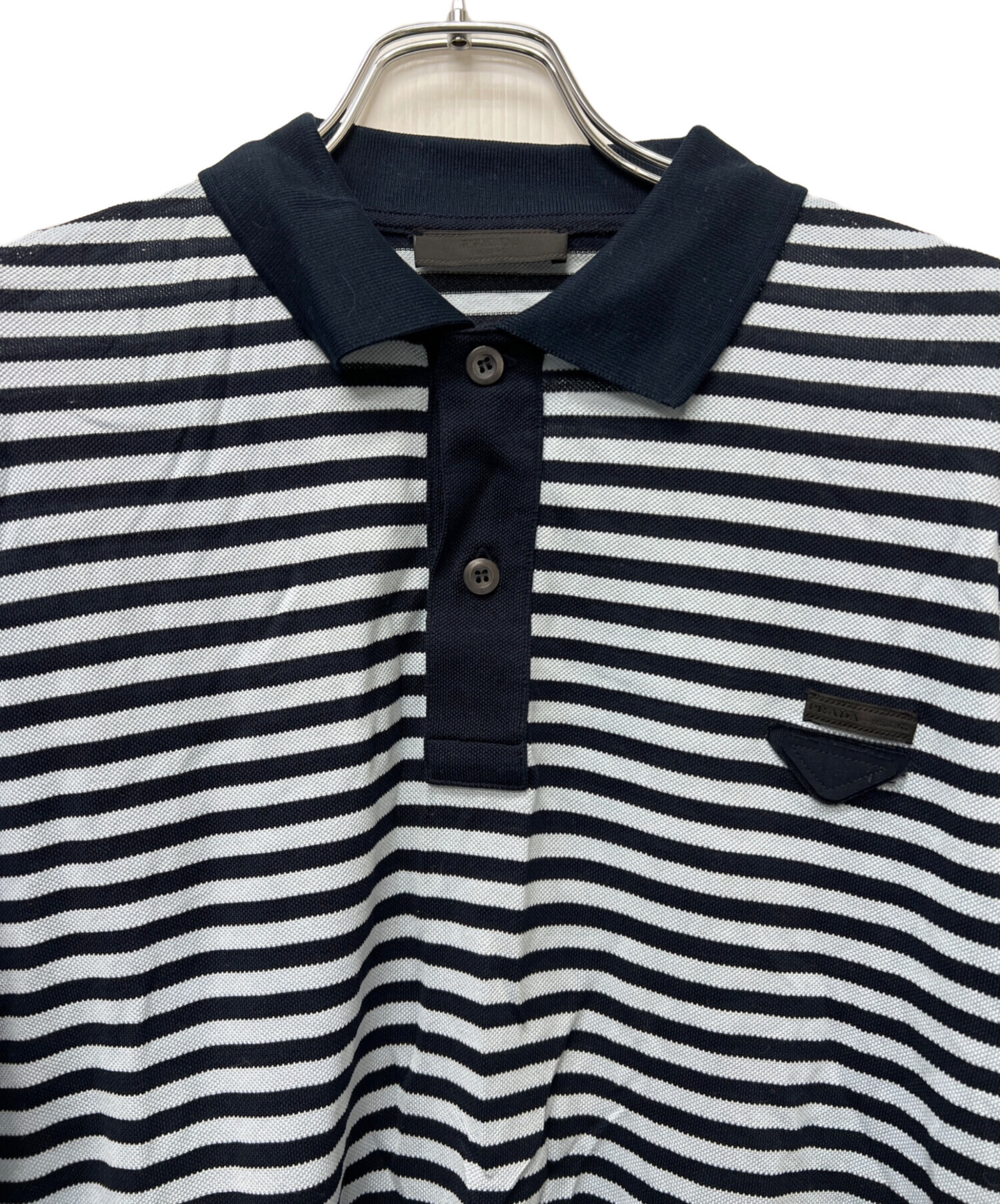 中古・古着通販】PRADA (プラダ) 半袖ポロシャツ ブルー×ネイビー 