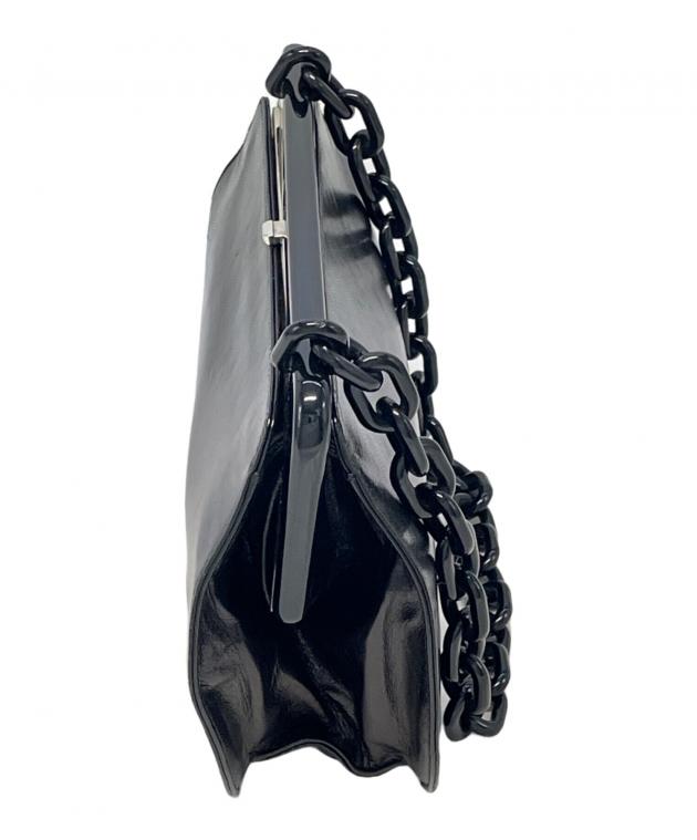 【中古】 新はじめてのフラ 中古・古着通販】PRADA (プラダ) がま口 プラチェーンショルダーバッグ