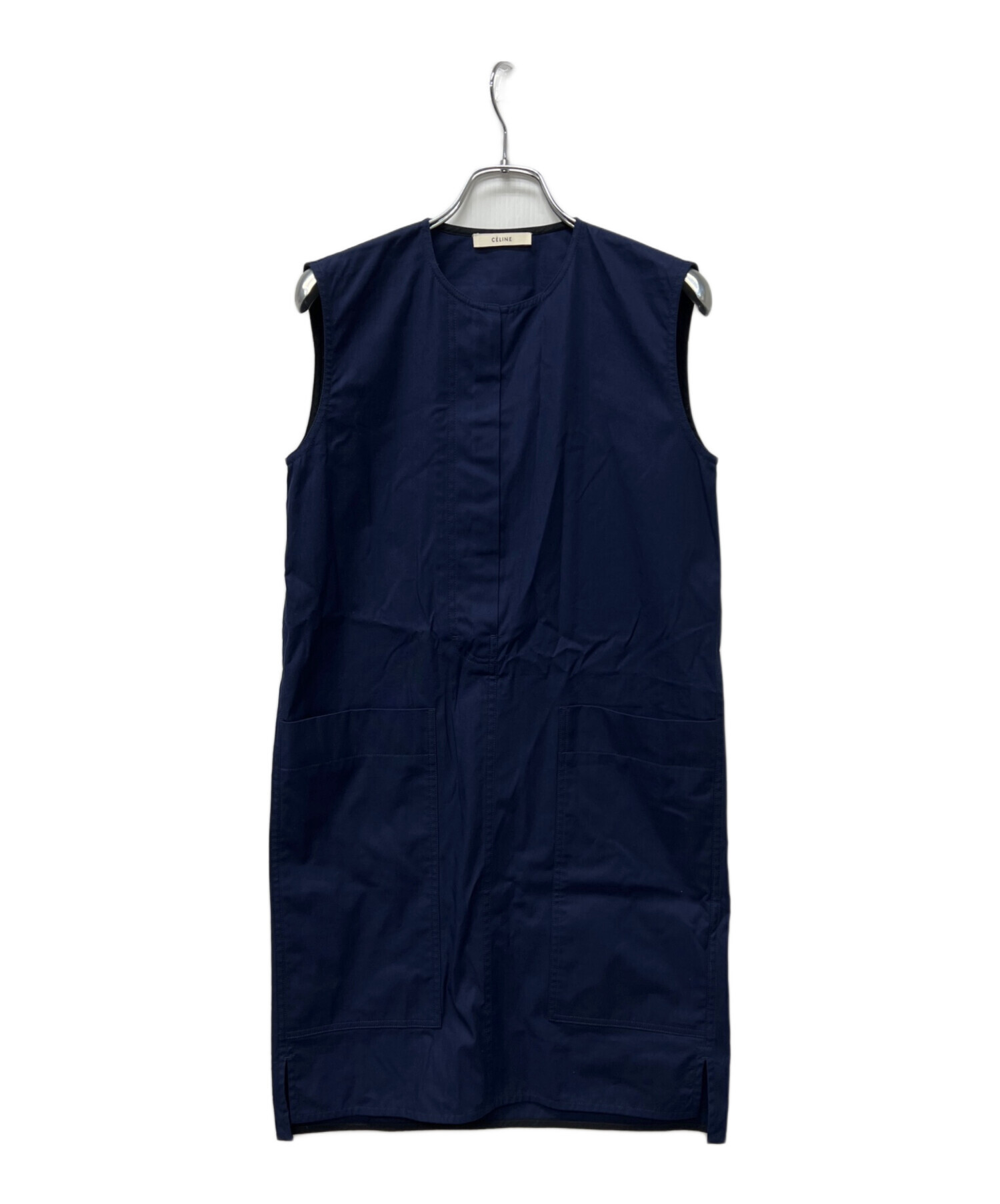 CELINE セリーヌ　ノースリーブ 中古・古着通販】CELINE (セリーヌ) ノースリーブワンピース ネイビー