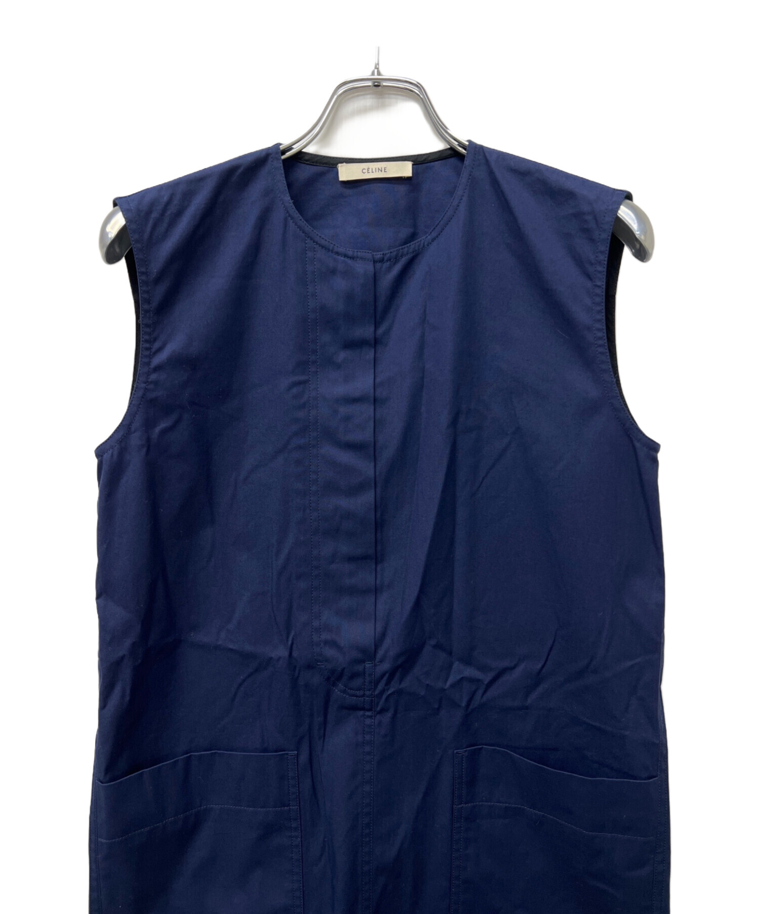 中古・古着通販】CELINE (セリーヌ) ノースリーブワンピース ネイビー 中古・古着通販】CELINE (セリーヌ) ノースリーブワンピース ネイビー