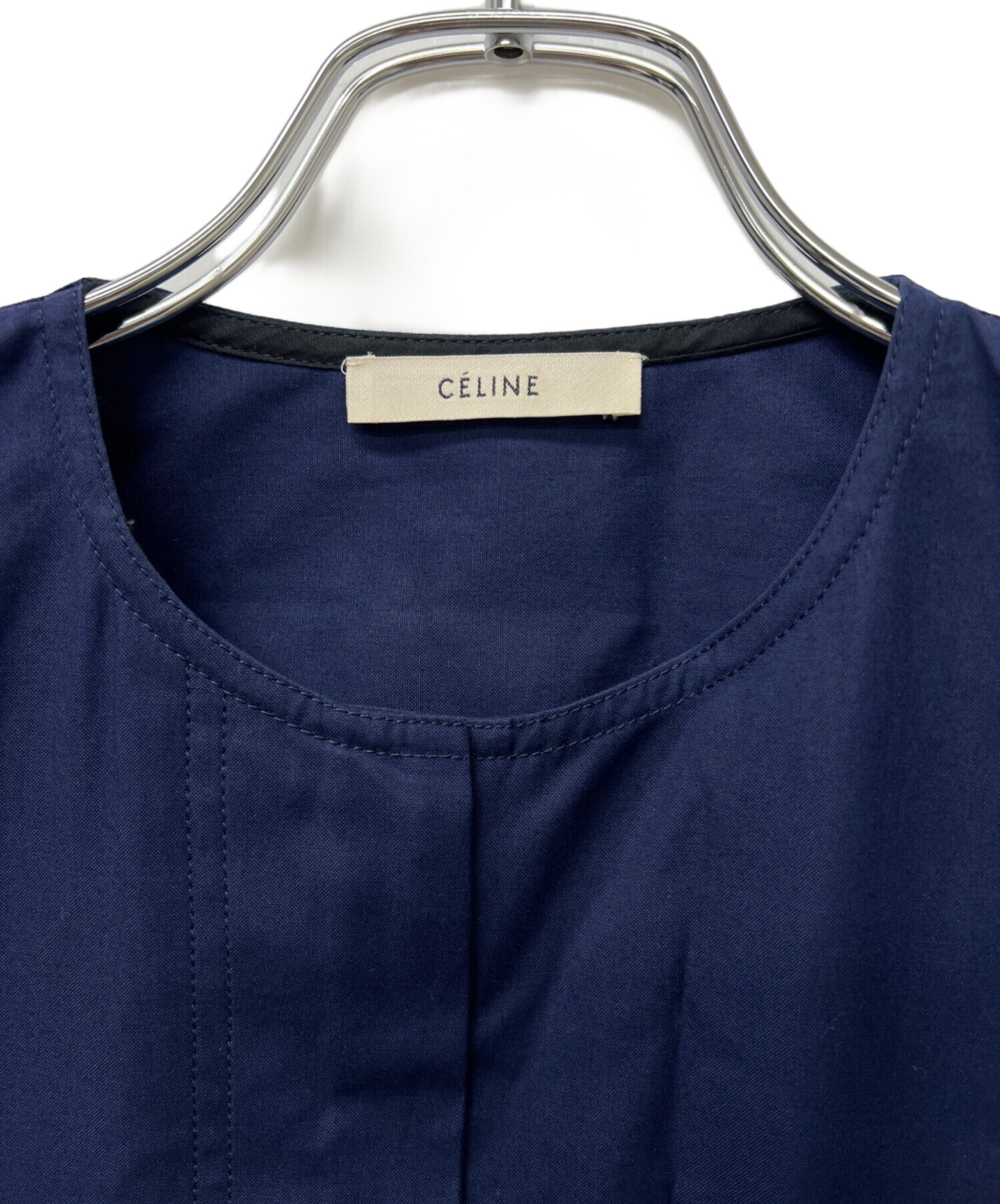 中古・古着通販】CELINE (セリーヌ) ノースリーブワンピース ネイビー