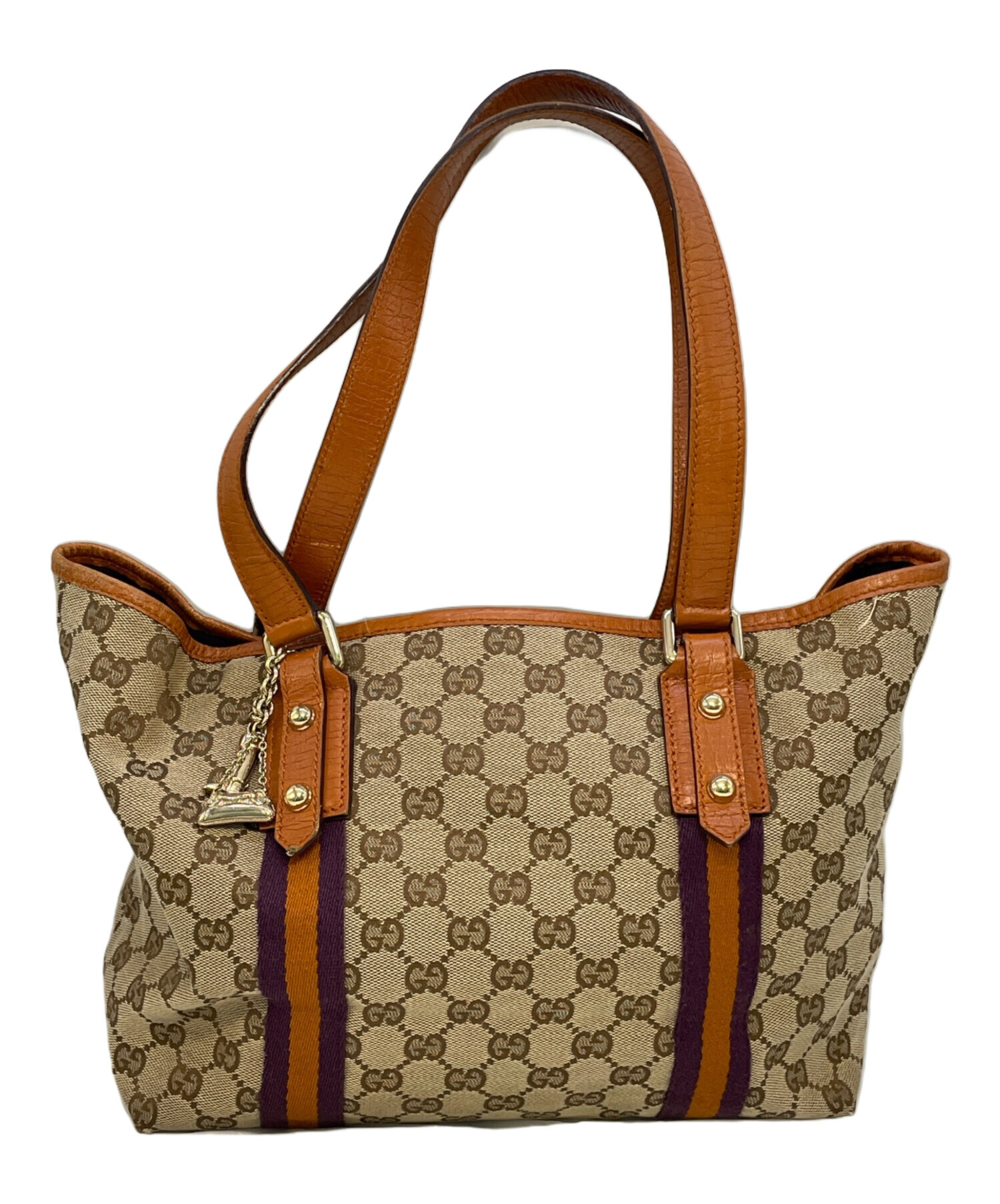 中古・古着通販】GUCCI (グッチ) ハンドバッグ ブラウン×ベージュ