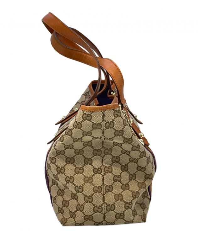 中古・古着通販】GUCCI (グッチ) ハンドバッグ ブラウン×ベージュ