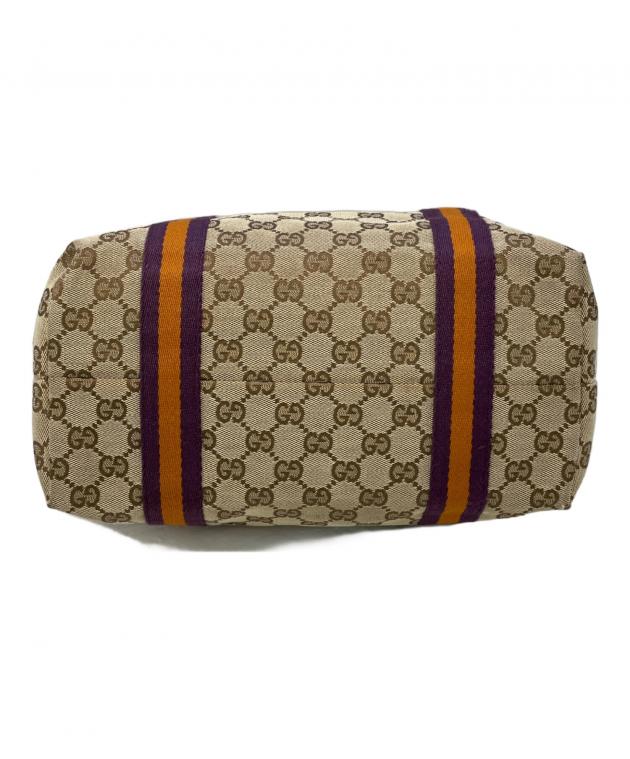 中古・古着通販】GUCCI (グッチ) ハンドバッグ ブラウン×ベージュ