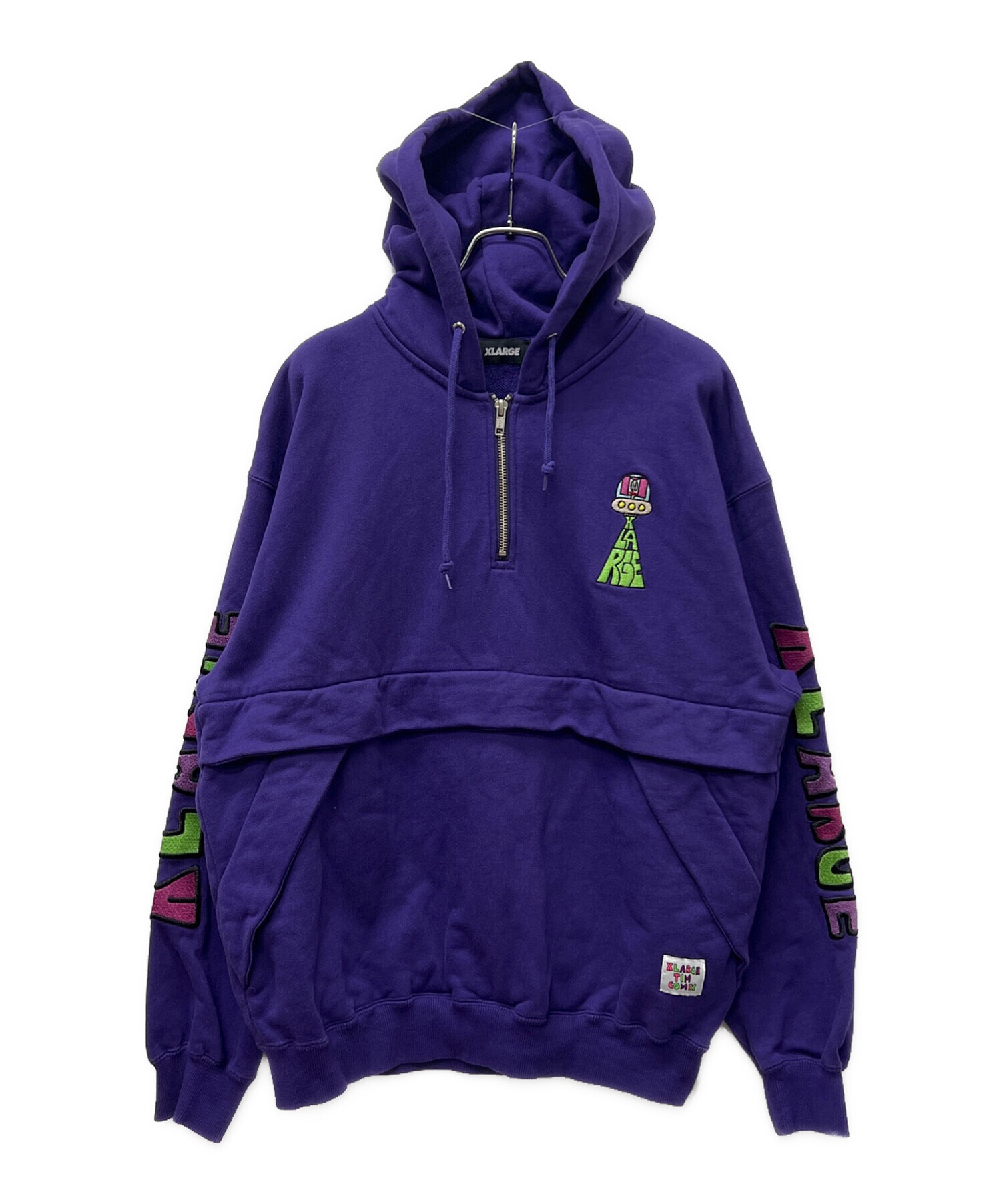 90s-00s INDEPENDENT パーカー パープル XL 中古・古着通販】X-LARGE (エクストララージ) ハーフジップパーカー