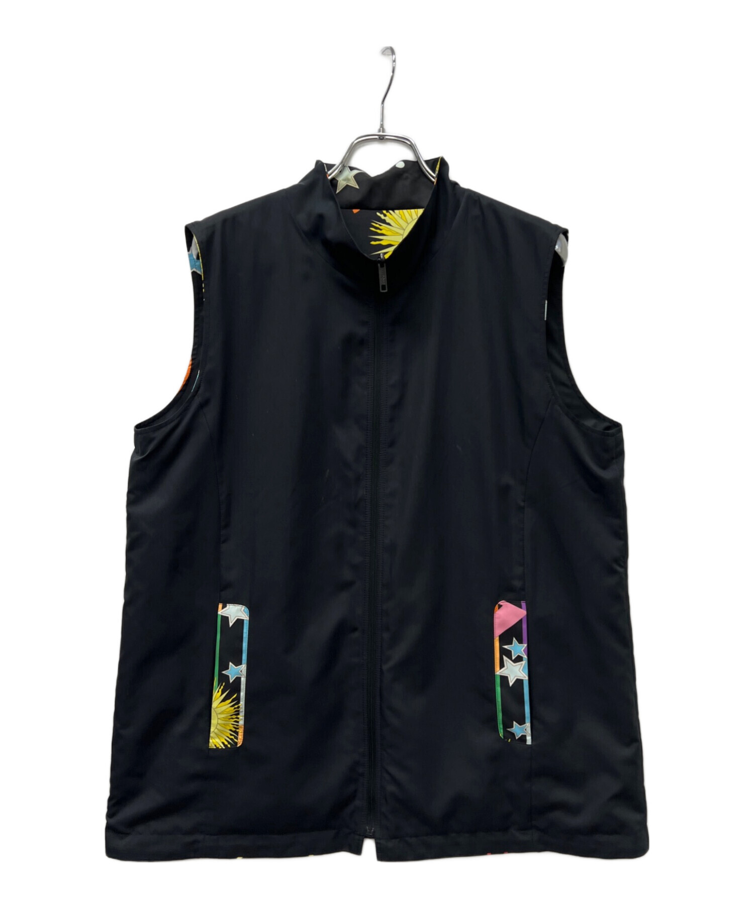 LEONARDレオナールスポーツ ◎リバーシブル 中綿入りベスト／ジレ◎42 中古・古着通販】LEONARD (レオナール) ジップベスト ブラック サイズ
