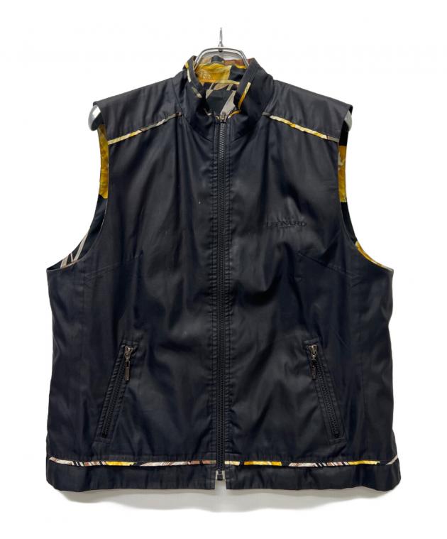b68 レオナール　LEONARD　ナイロン　ベスト　ジレ　　薄手　42 中古・古着通販】LEONARD (レオナール) ジップベスト ブラック サイズ