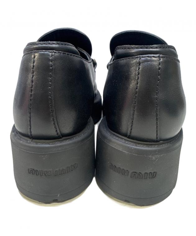 中古・古着通販】MIU MIU (ミュウミュウ) レザーローファー ブラック