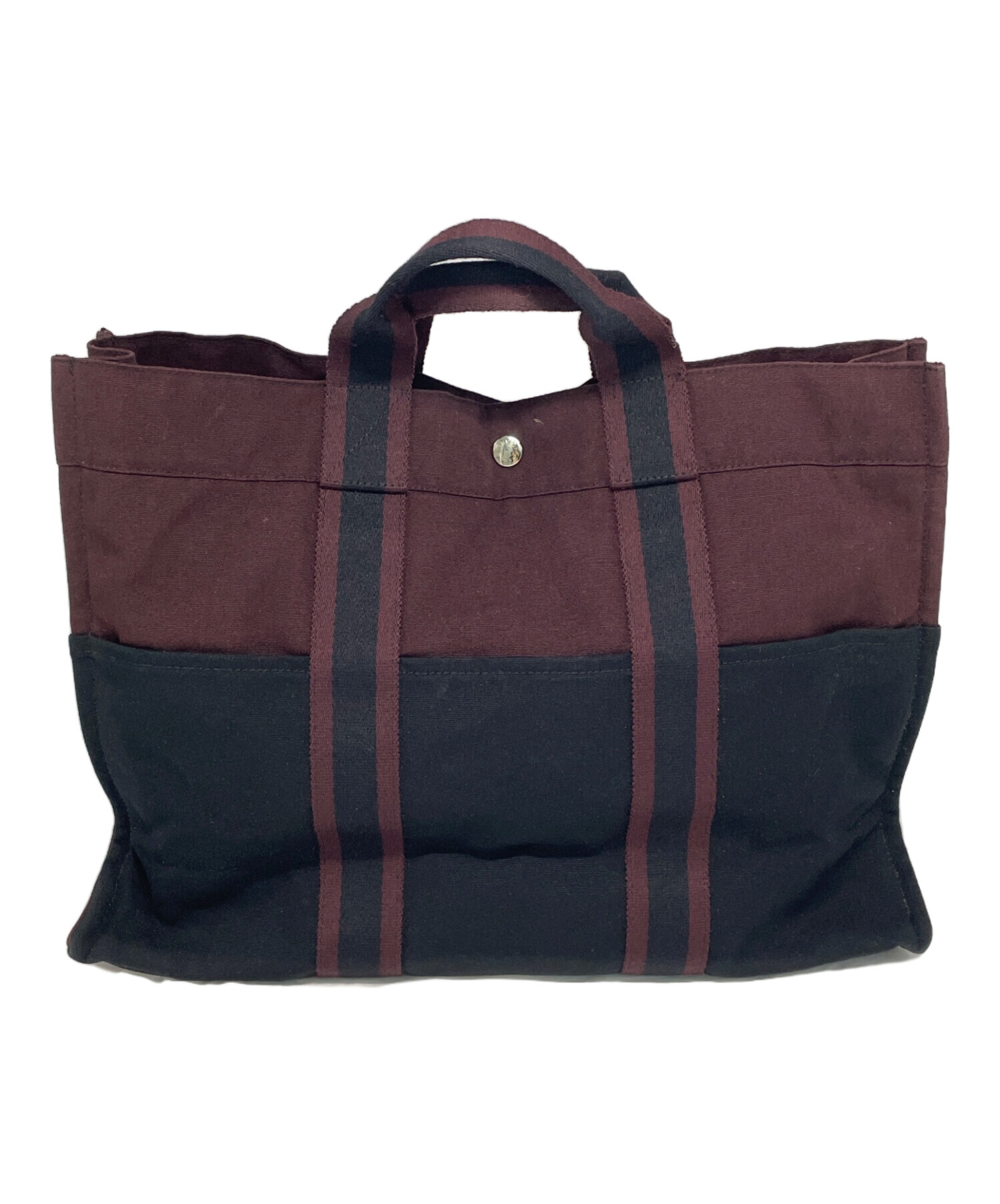 中古・古着通販】HERMES (エルメス) トートバッグ ブラック×ボルドー