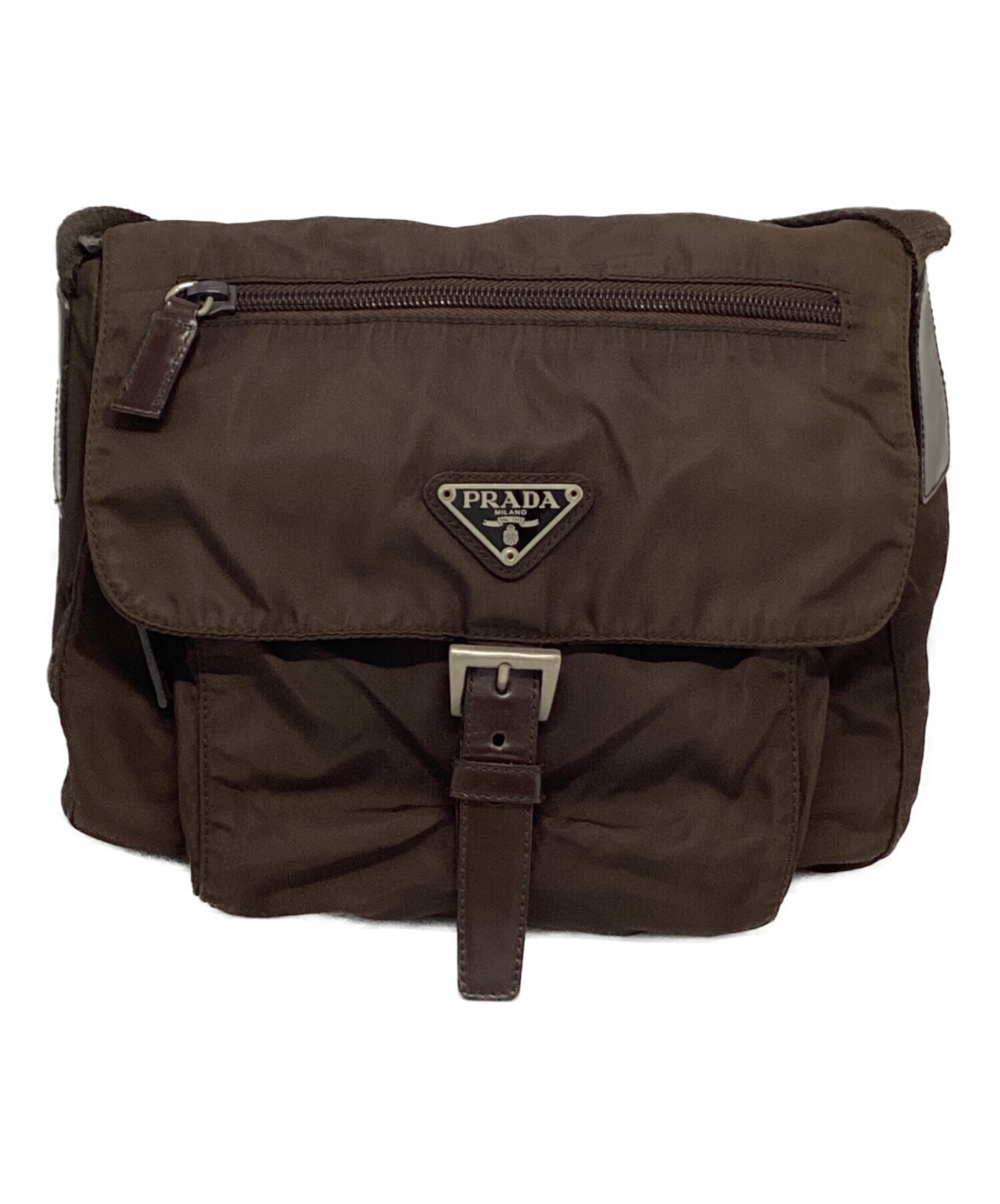 中古・古着通販】PRADA (プラダ) ナイロンショルダーバッグ カーキ