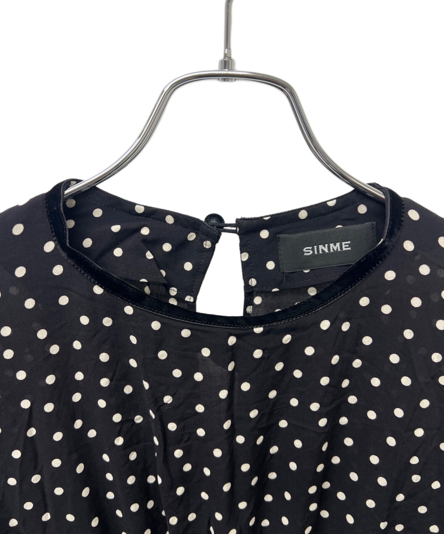 中古・古着通販】SINME (シンメ) ドットマキシワンピース ブラック