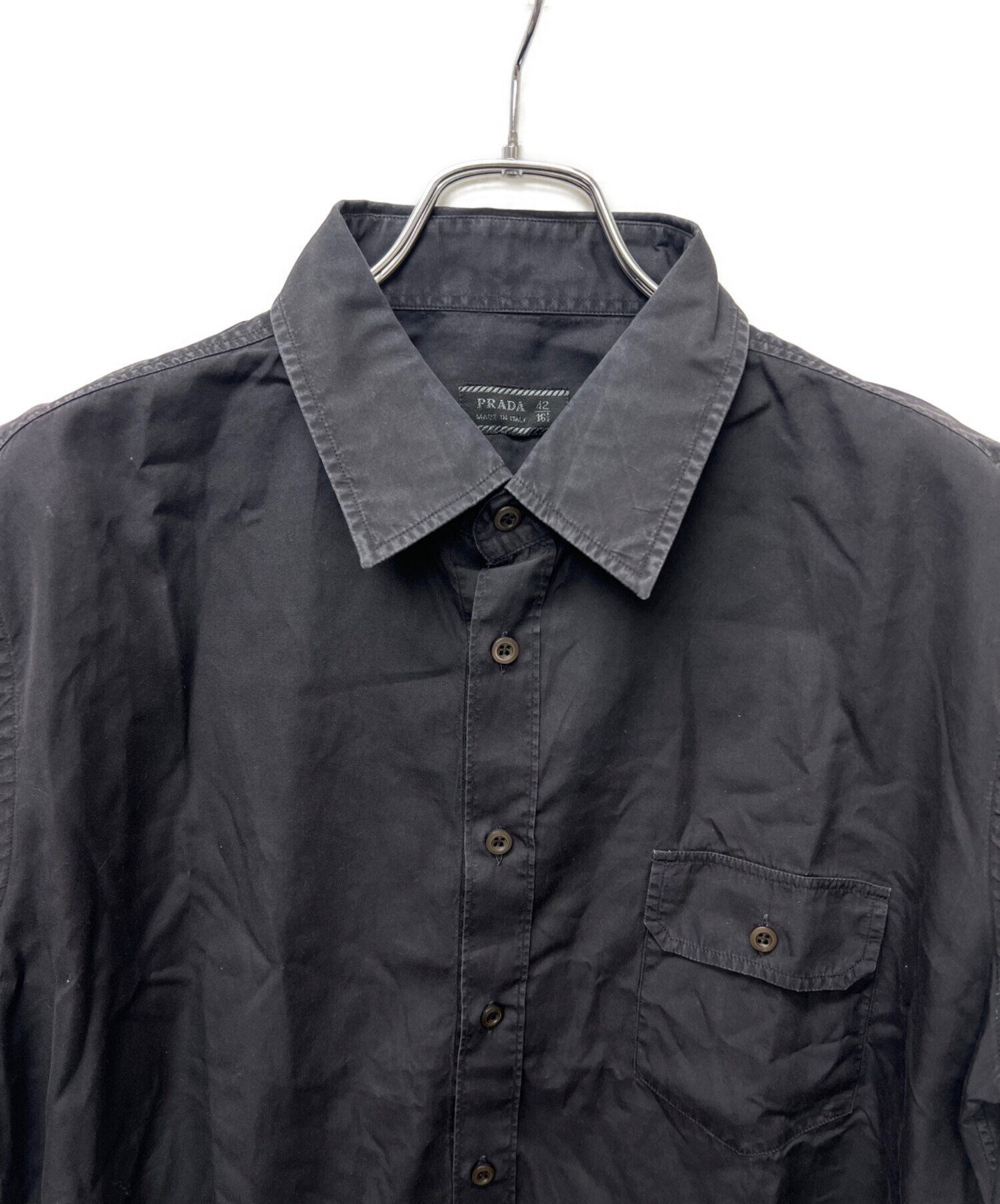 中古・古着通販】PRADA (プラダ) 半袖シャツ ブラック サイズ:42