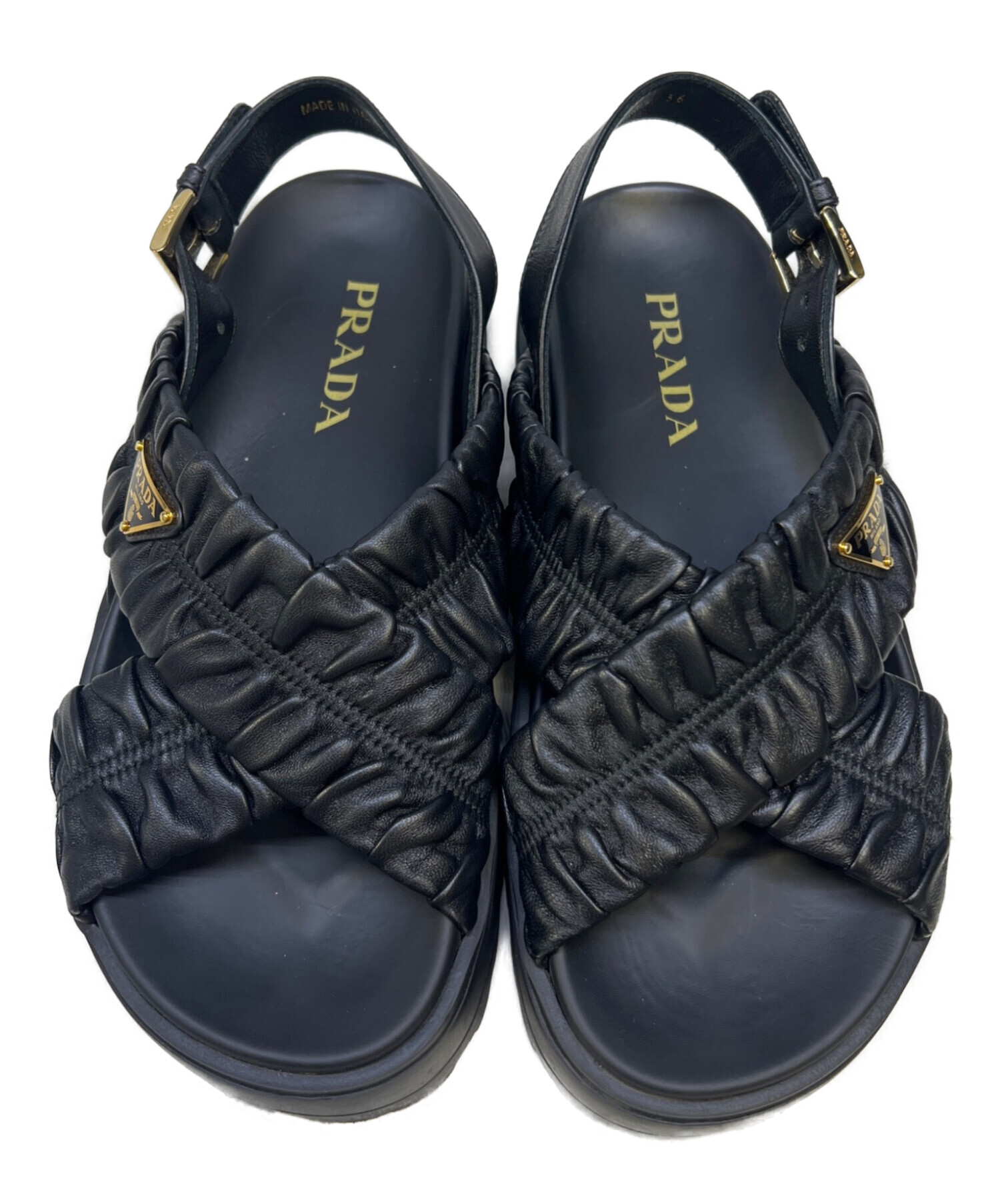 中古・古着通販】PRADA (プラダ) ナッパレザー サンダル ブラック