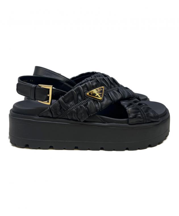 中古・古着通販】PRADA (プラダ) ナッパレザー サンダル ブラック