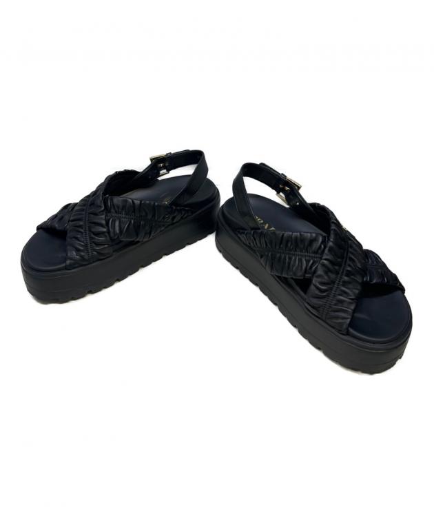 PRADA ナッパレザーサンダルブラック 中古・古着通販】PRADA (プラダ) ナッパレザー サンダル ブラック