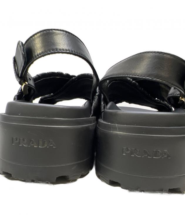 中古・古着通販】PRADA (プラダ) ナッパレザー サンダル ブラック